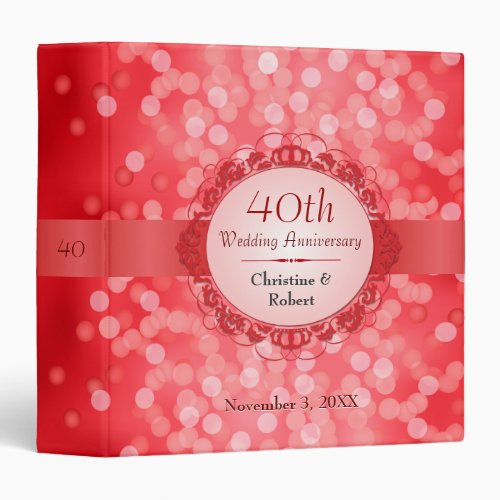 Ruby Red Bokeh 40th Anniversary Binder