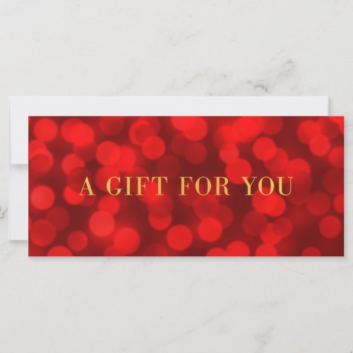 Ruby Red Bokeh Lights Faux Gold Gift Certificate