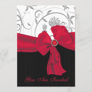 Ruby Red Bow Wedding Rehearsal Dinner Invitation
