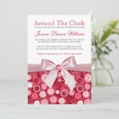 Ruby Red Bridal Shower Theme Around The Clock Invitation (Standing Front)