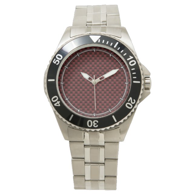 Ruby Red Carbon Fiber Print Watch (Front)