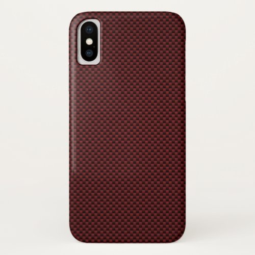 Ruby Red Carbon Fiber Style Print Decor iPhone XS Case