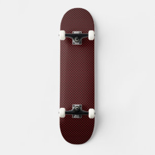 Ruby Red Carbon Fiber Style Print Decor Skateboard