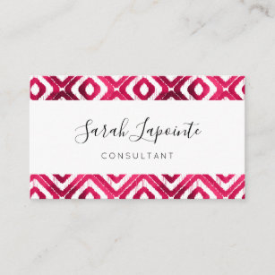 Ruby Red Chic & Elegant Ikat Pattern Business Card