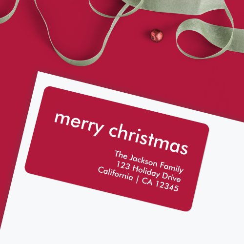 Ruby Red Christmas  Burgundy Minimalist Address Label