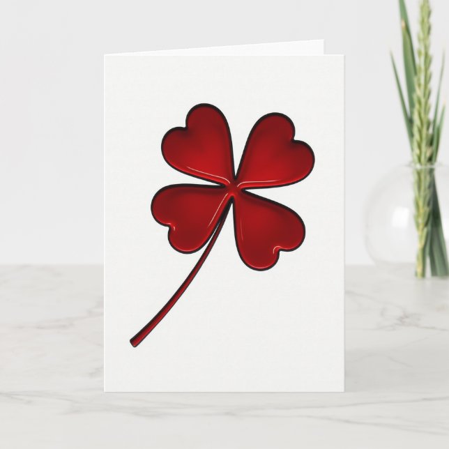 Ruby Red Clover Good Luck Card (Front)
