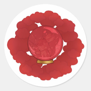 Ruby Red Cracked Crystal Ball Classic Round Sticker