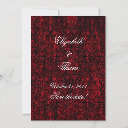 Ruby Red Damask Gothic Wedding Invitation