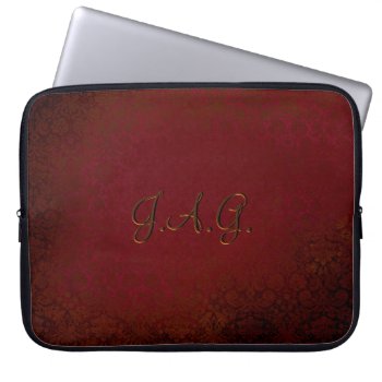Ruby Red Damask Laptop Sleeve by OldArtReborn at Zazzle