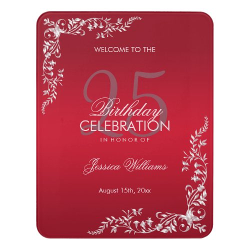Ruby Red Decoration 25th Birthday  Door Sign