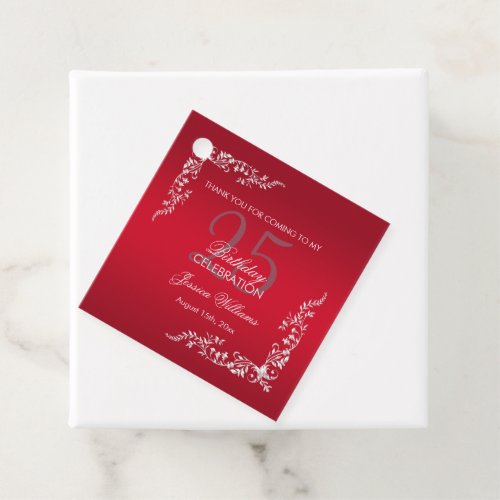Ruby Red Decoration 25th Birthday  Favor Tags