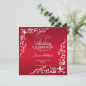 Ruby Red Decoration 25th Birthday   Invitation (Standing Front)
