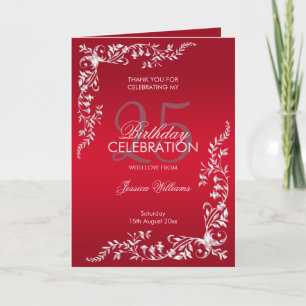 Ruby Red Decoration 25th Birthday Letterpress Thank You Card