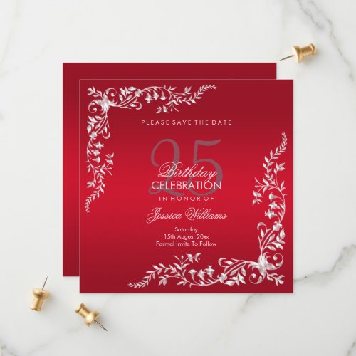 Ruby Red Decoration 25th Birthday   Save The Date