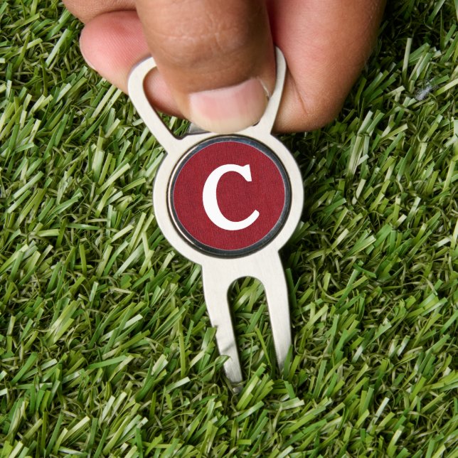 Ruby Red Denim Print | Modern Monogram Divot Divot Tool (Insitu 1)