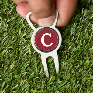 Ruby Red Denim Print   Modern Monogram Divot Tool