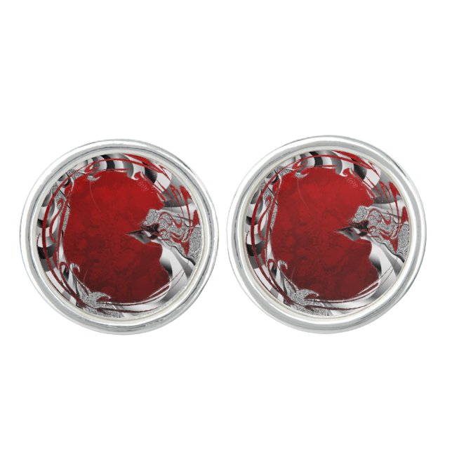 Ruby Red Design Cufflinks (Front)