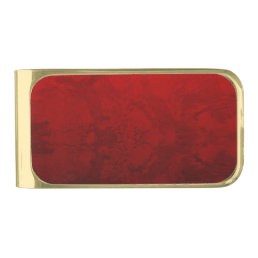 Ruby Red Design Gold Finish Money Clip