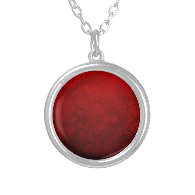 Ruby Red Design Silver Plated Necklace (Front)
