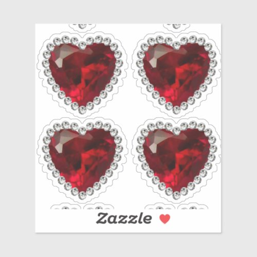 Ruby Red Diamond Anniversary Heart Sticker