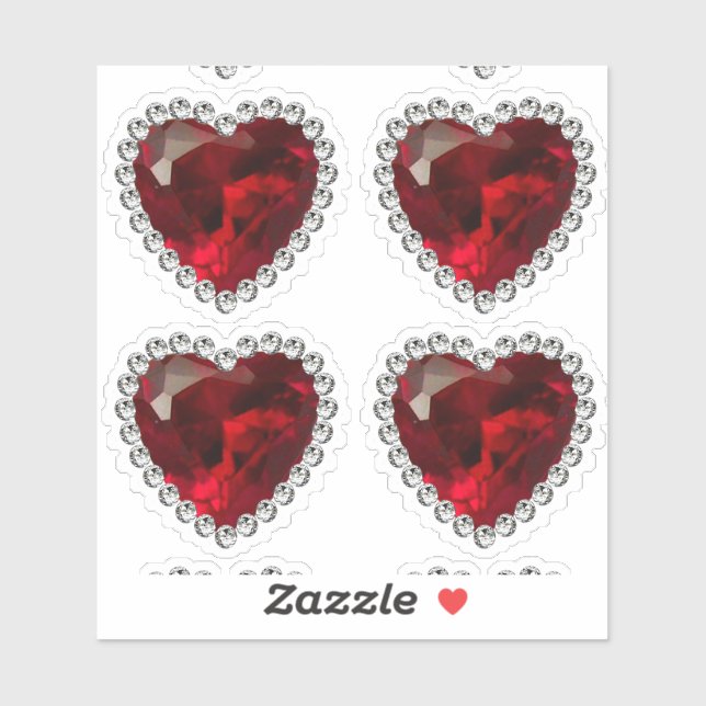 Ruby Red Diamond Anniversary Heart Sticker (Sheet)