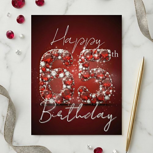 Ruby Red & Diamond Glitter 65th Birthday