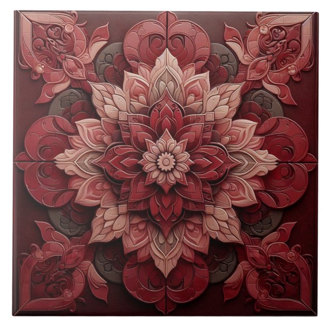 Ruby Red Elegance 3D Effect Designer Tile (Front)