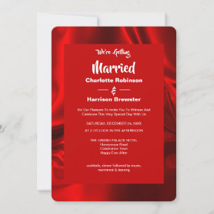 Ruby Red Elegant Rippled Silky Satin Classy Invitation