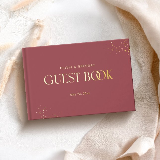 Ruby red elegant wedding foil guest book  (Creator Uploaded)