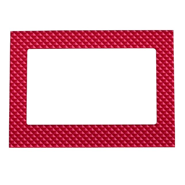 Ruby red, enamel look, studded grid magnetic photo frame (Front)