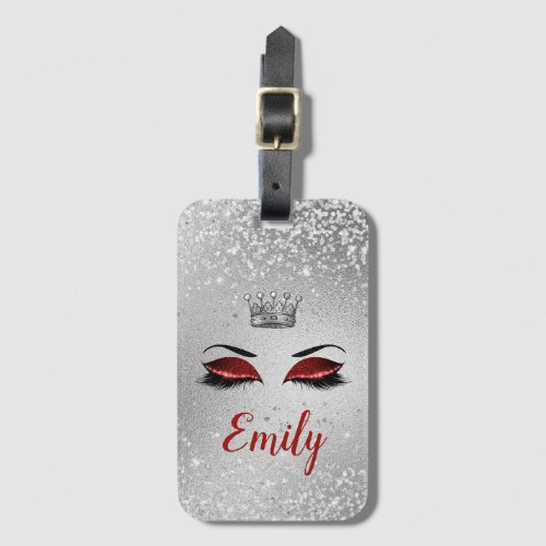 Ruby Red Fabulous Glitter Eyes Luggage Tag