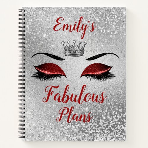 Ruby Red Fabulous Glitter Eyes Notebook