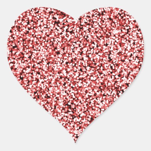 Ruby Red Faux Glitter Heart Sticker