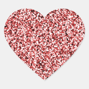 Ruby Red Faux Glitter Heart Sticker