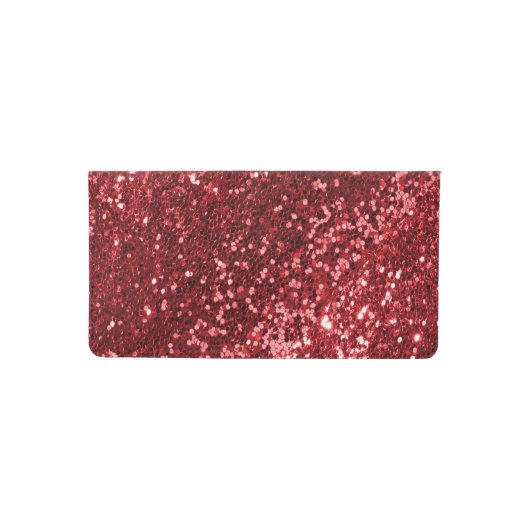 Ruby Red Faux Glitter Sparkle Print Checkbook Cover (Front)