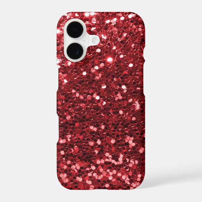 Ruby Red Faux Glitter Sparkle Print Iphone Case (Back)