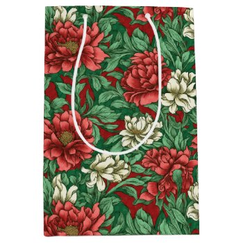 Ruby Red Floral Chintz Elegant Wedding Medium Gift Bag by BridalSuite at Zazzle