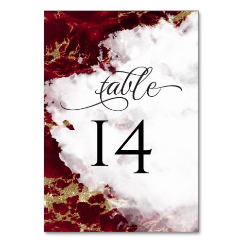 Ruby Red Garnet Watercolor Geode  BarefootBride Table Number