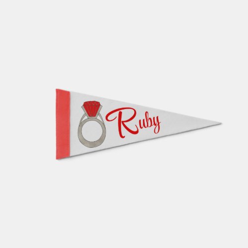 Ruby Red Gem Gemstone Jewel Ring Rubies Pennant Flag