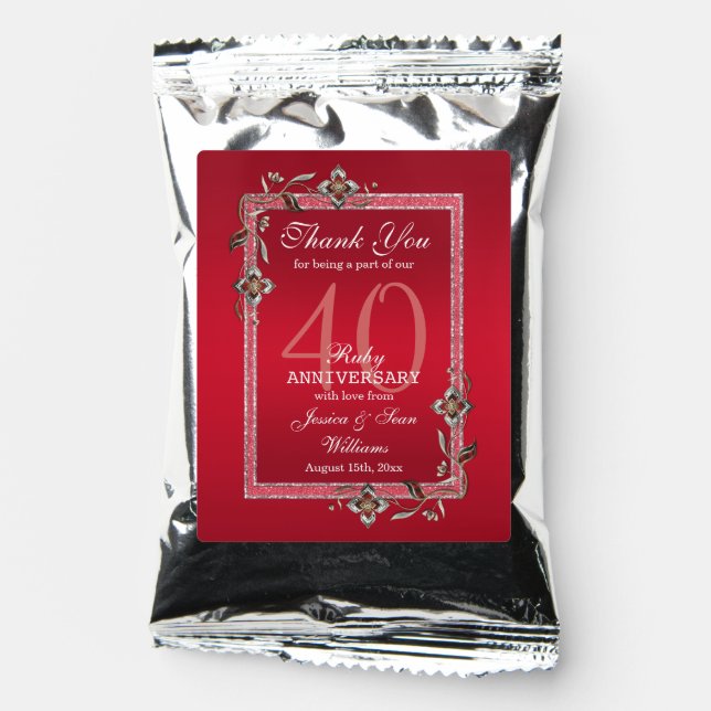 Ruby Red Gems & Glitter Ruby 40TH Wedding    Coffee Drink Mix (Front)