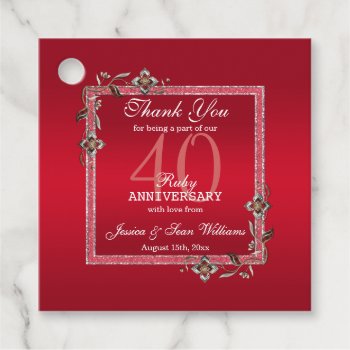 Ruby Red Gems & Glitter Ruby 40th Wedding  Favor Tags by shm_graphics at Zazzle