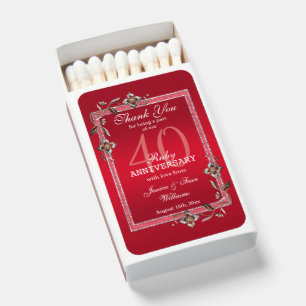 Ruby Red Gems & Glitter Ruby 40TH Wedding Matchboxes