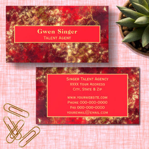 Ruby Red Gemstone with Gold Geometric Business Card