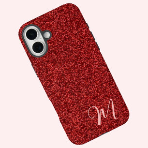 Ruby Red Girly Printed Glitter Stylish and Cute  iPhone 16 Plus Case