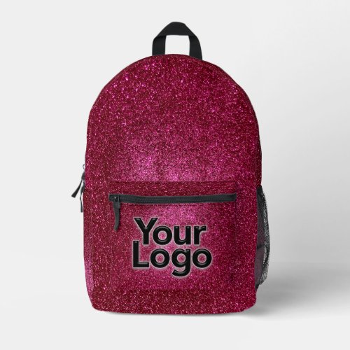 Ruby Red Glam Sparkly Glitter Professional Logo Printed Backpack
