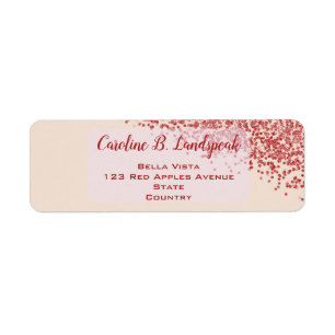 Ruby Red Glitter Champagne Birthday Return Address Label