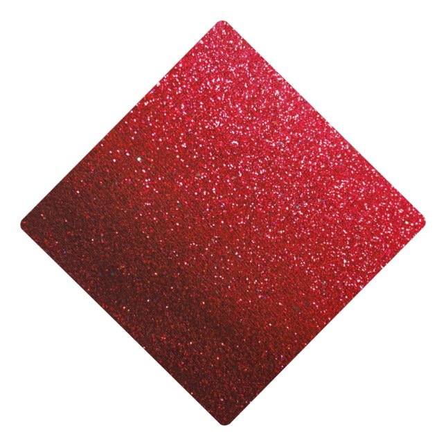Ruby Red Glitter Ombre Sparkles Girly Glam Teacher Graduation Cap Topper (Front)