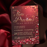Ruby Red Gold Calligraphy Elegant 80th Birthday Invitation<br><div class="desc">Celebrate a beautiful life and a meaningful milestone with this elegant Ruby Red & Gold Calligraphy 80th Birthday Invitation. Designed with a rich ruby red background and graceful gold script lettering, this invitation captures timeless sophistication and heartfelt celebration. Perfect for honoring your mother, grandmother, or a cherished loved one, this...</div>