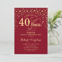 Ruby Red Gold Surprise 40th Anniversary Party Invitation