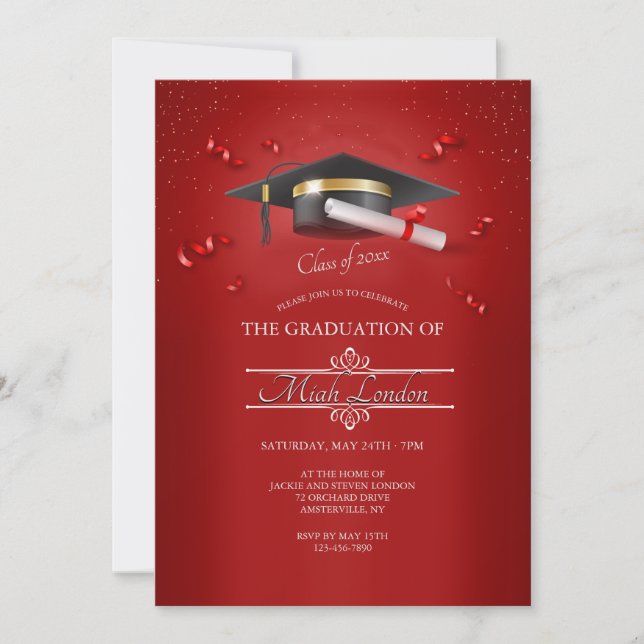 Ruby Red Graduation Invitation (Front)